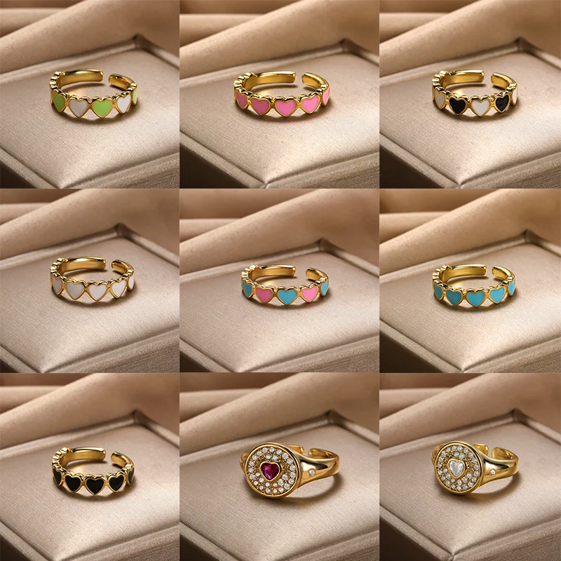 Vintage Enamel Love Heart Opening Rings For Women Bohemia Multi Luxury Zircon Round Rings Geometric Jewelry anillos mujer
Vintage Enamel Love Heart Opening Rings For Women Bohemia Multi Luxury Zircon Round Rings Geometric Jewelry anillos mujer