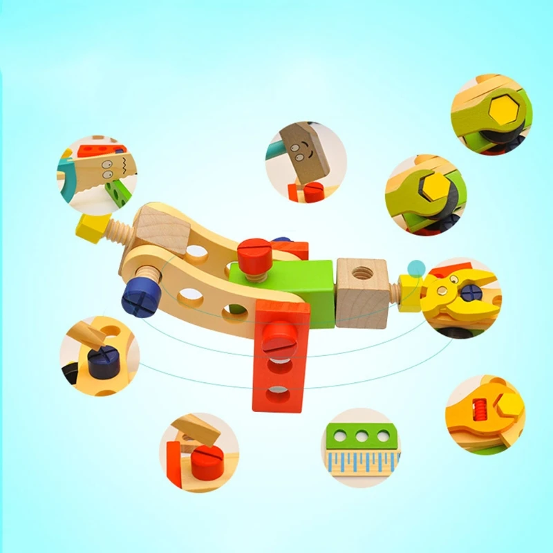 Novelty Wooden Tool Box Baby Building Tools Set w/ Screwdriver Saw Wrench Nut Simulation Construction Tool Kit Xmas Gift 
Novelty Wooden Tool Box Baby Building Tools Set w/ Screwdriver Saw Wrench Nut Simulation Construction Tool Kit Xmas Gift