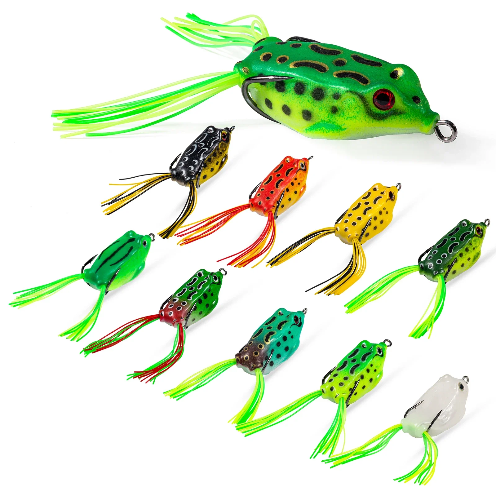 10/15pcs 5.8G 8G 12G Frog Lure Soft Tube Bait Plastic Fishing Lure with Fishing Hooks Topwater Ray Frog Artificial 3D Eyes
10/15pcs 5.8G 8G 12G Frog Lure Soft Tube Bait Plastic Fishing Lure with Fishing Hooks Topwater Ray Frog Artificial 3D Eyes