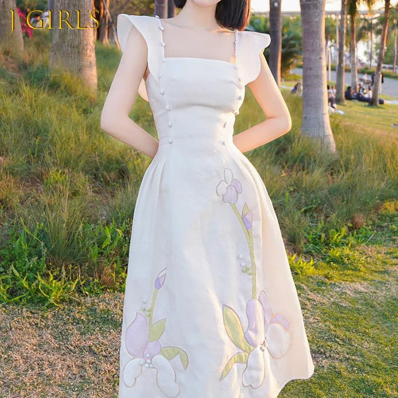 J GIRLS Beige Elegant Dress Women Clothing Flower Hollow 2022 Summer Sleeveless Party Dresses Women Waist Vintage Runway Bodycon
J GIRLS Beige Elegant Dress Women Clothing Flower Hollow 2022 Summer Sleeveless Party Dresses Women Waist Vintage Runway Bodycon