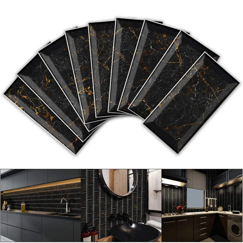 Marble Brick Wall Sticker 9pcs Blak And Gold Self-Adhesive Wallpaper Diy Home Wall Decor Marble Effect Non-3d Stickers
Marble Brick Wall Sticker 9pcs Blak And Gold Self-Adhesive Wallpaper Diy Home Wall Decor Marble Effect Non-3d Stickers