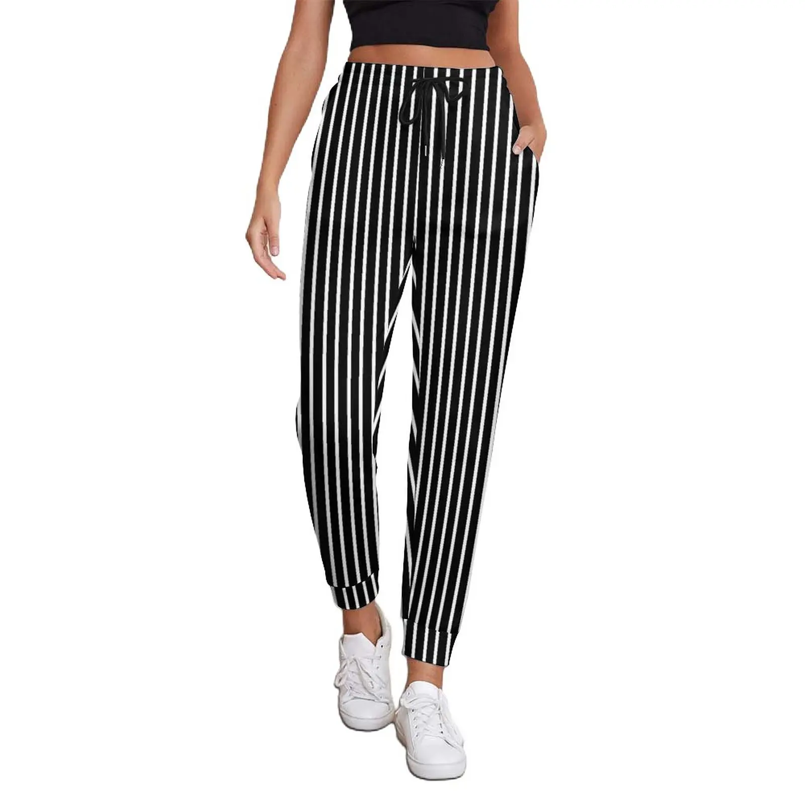 Striped Print Jogger Pants Black And White Street Style Sweatpants Autumn Womens Home Pattern Oversized Trousers Birthday Gift 
Striped Print Jogger Pants Black And White Street Style Sweatpants Autumn Womens Home Pattern Oversized Trousers Birthday Gift