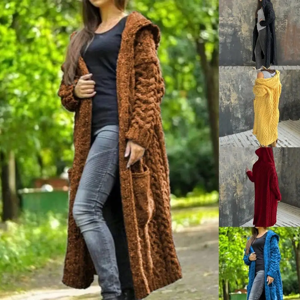 Women Solid Color Long Sleeve Braid Knit Cardigan Warm Casual Hooded Sweater Coat Overcoat Outwear Women's Clothing
Women Solid Color Long Sleeve Braid Knit Cardigan Warm Casual Hooded Sweater Coat Overcoat Outwear Women's Clothing