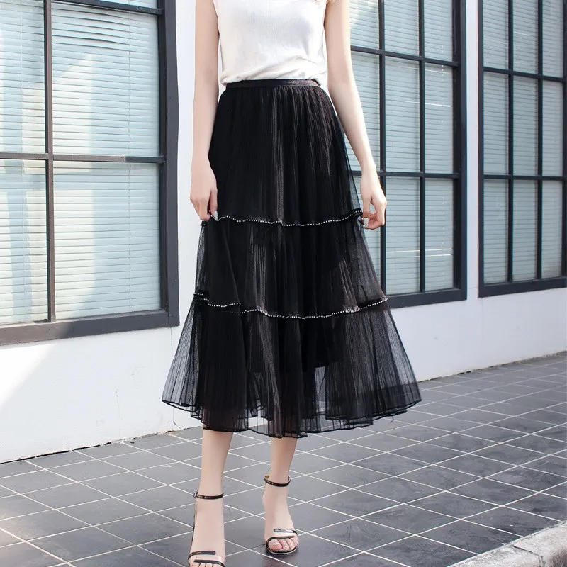 Spring Summer 2022 New Big Swing Gauze Skirt Fairy Beaded Temperament Gauze Skirt High Waist Elegant Long Skirt
Spring Summer 2022 New Big Swing Gauze Skirt Fairy Beaded Temperament Gauze Skirt High Waist Elegant Long Skirt