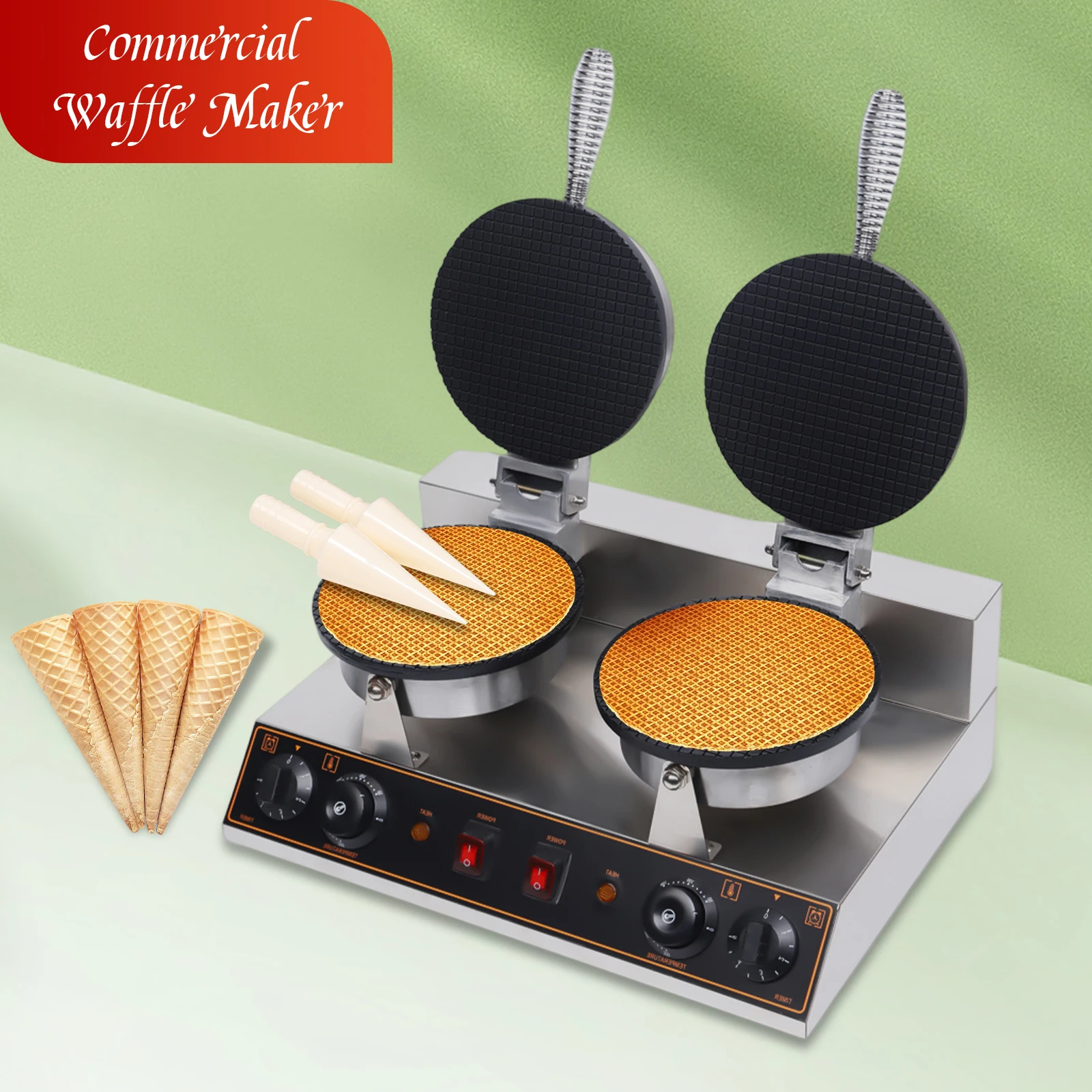 Eatssode Nonstick Double-head Electric Waffle Maker Cake Baking Machine Round Waffle Ice Cream Cone Maker Fit Kitchen Appliance
Eatssode Nonstick Double-head Electric Waffle Maker Cake Baking Machine Round Waffle Ice Cream Cone Maker Fit Kitchen Appliance