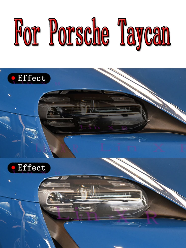 

Car Headlight Protective Film Front Light Transparent Smoked Black TPU Sticker For Porsche Taycan 2019 2022 Cross Turismo Sport