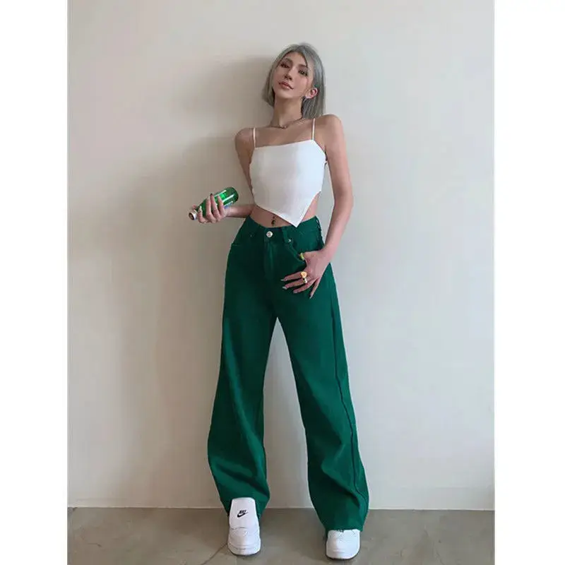 2022 High Street jeans women's wide leg pants high waist straight green jeans baggy jeans for women on the street vintage
2022 High Street jeans women's wide leg pants high waist straight green jeans baggy jeans for women on the street vintage