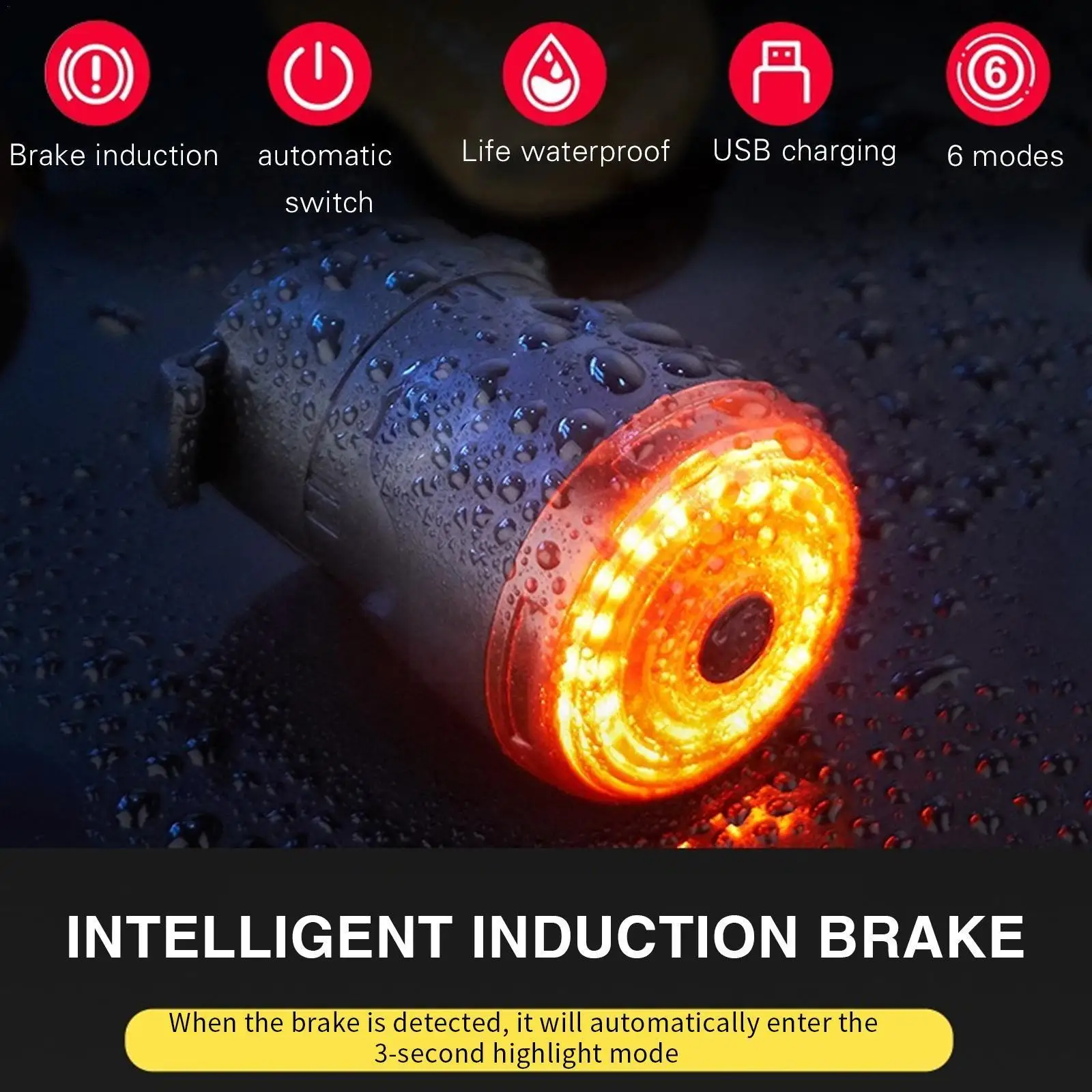 Cycling Taillight Bicycle Smart Auto Brake Sensing Light Waterproof LED IPx6 Charging Bike Rear Light P2N7
Cycling Taillight Bicycle Smart Auto Brake Sensing Light Waterproof LED IPx6 Charging Bike Rear Light P2N7