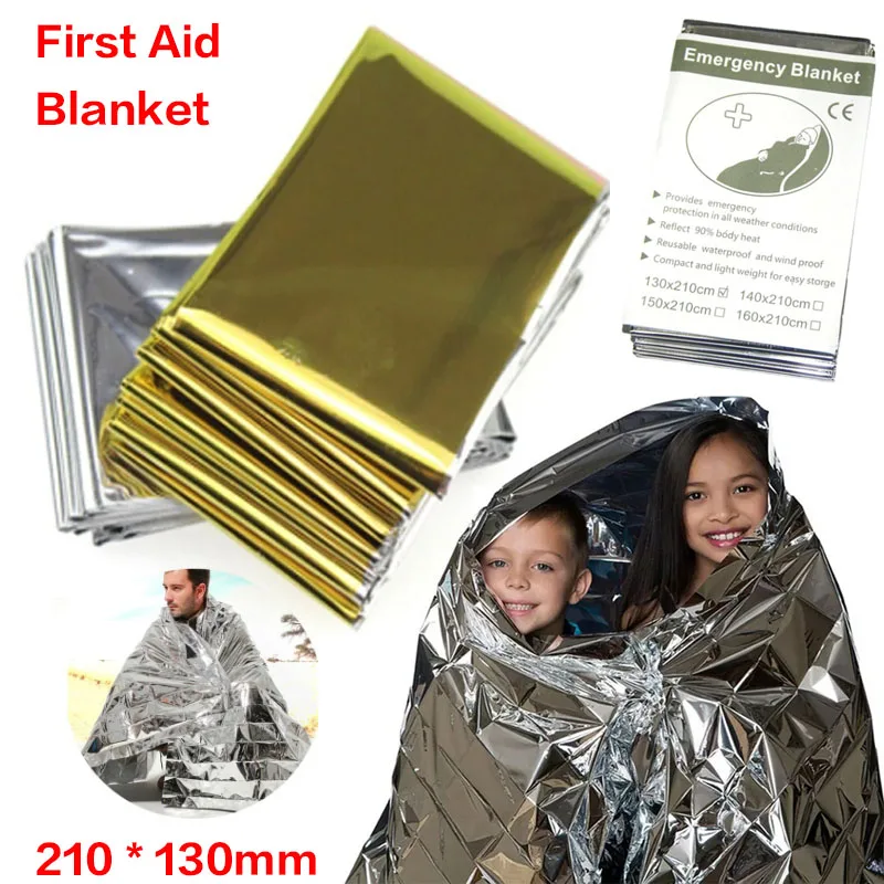 

Hot Outdoor Waterproof Emergency Bag Insulation Disaster SOS Aid Life-saving Survival Rescue Insulation Blanket Hike 210*130CM