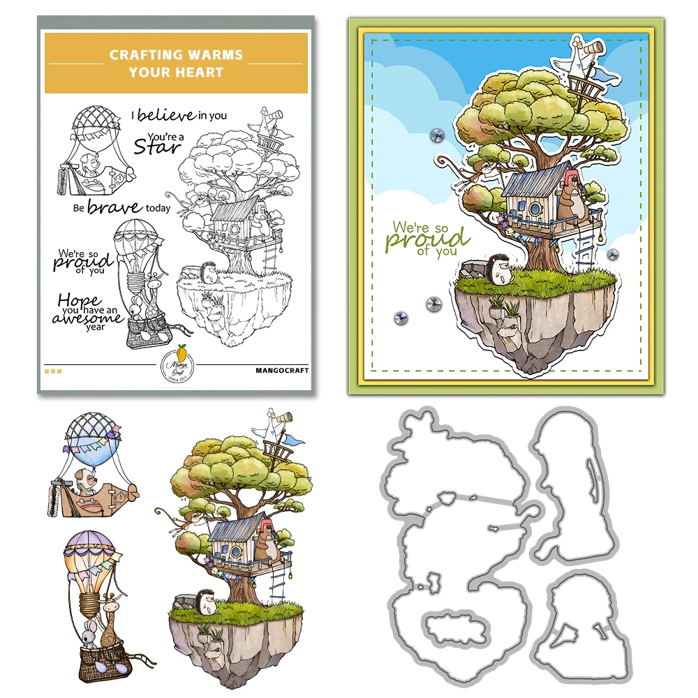 Mangocraft Treehouse Hot Air Balloons Cutting Dies Clear Stamp DIY Scrapbooking Metal Dies Silicone Stamps For Card Album Decor
Mangocraft Treehouse Hot Air Balloons Cutting Dies Clear Stamp DIY Scrapbooking Metal Dies Silicone Stamps For Card Album Decor
