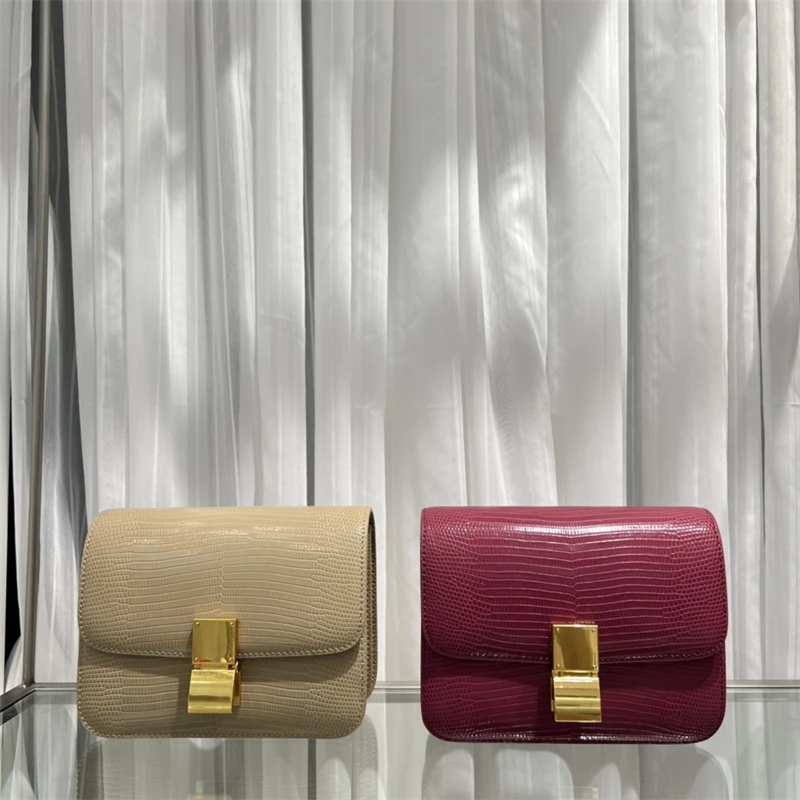 

Classic Luxury Design Fashion Crossbody Bag Real Leather Bag Tofu Shoulder Bag Women's Box Flip Lock Buckle 20cm(No Logo)M02