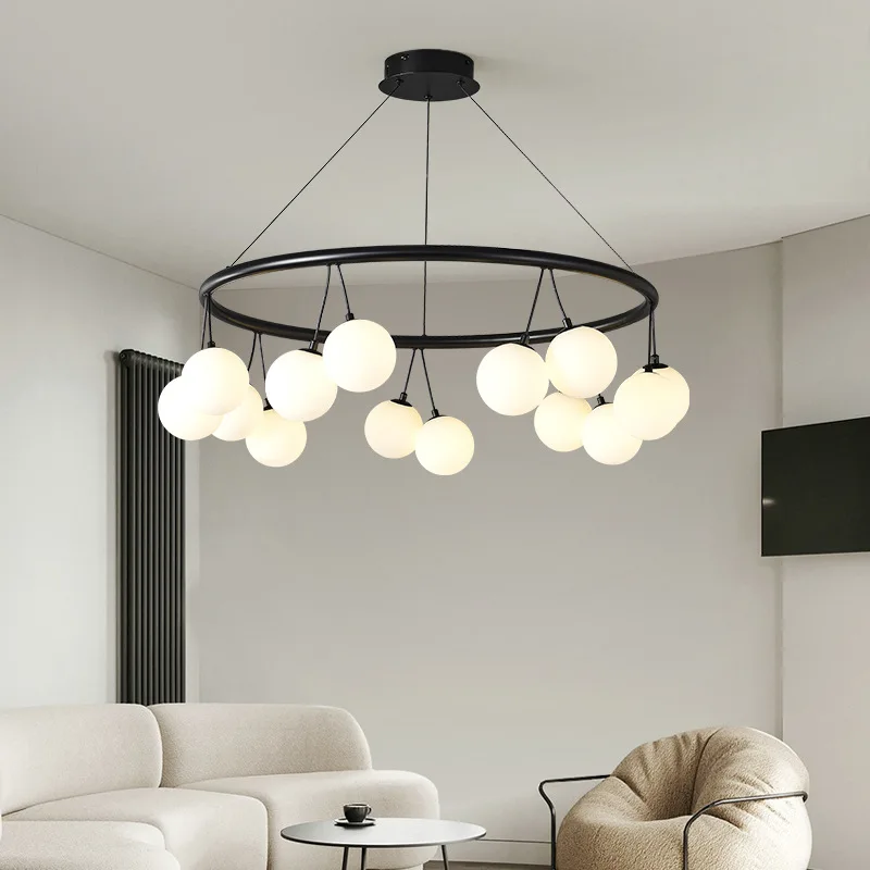 Minimalist Modern Black Round Iron White Frosted Glass Ball Chandelier LED G9 Dimmable Light Bedroom Dining Room Fixture Lamp
Minimalist Modern Black Round Iron White Frosted Glass Ball Chandelier LED G9 Dimmable Light Bedroom Dining Room Fixture Lamp