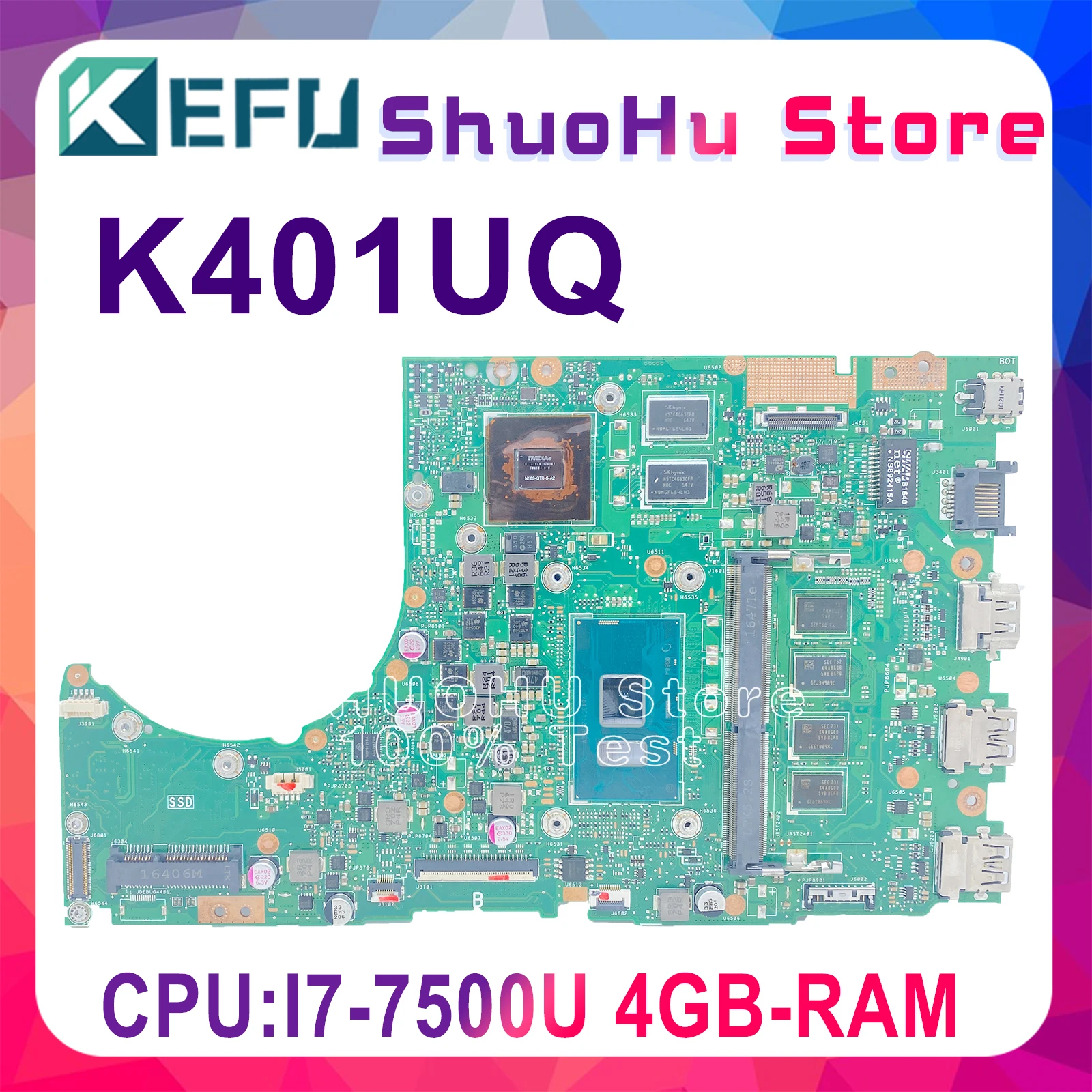 K401UQ Motherboard For ASUS U4000 K401UQK K401U K401UB Laptop Motherboard I7-7500U 4GB-RAM Motherboard Full Function 100% Test
K401UQ Motherboard For ASUS U4000 K401UQK K401U K401UB Laptop Motherboard I7-7500U 4GB-RAM Motherboard Full Function 100% Test