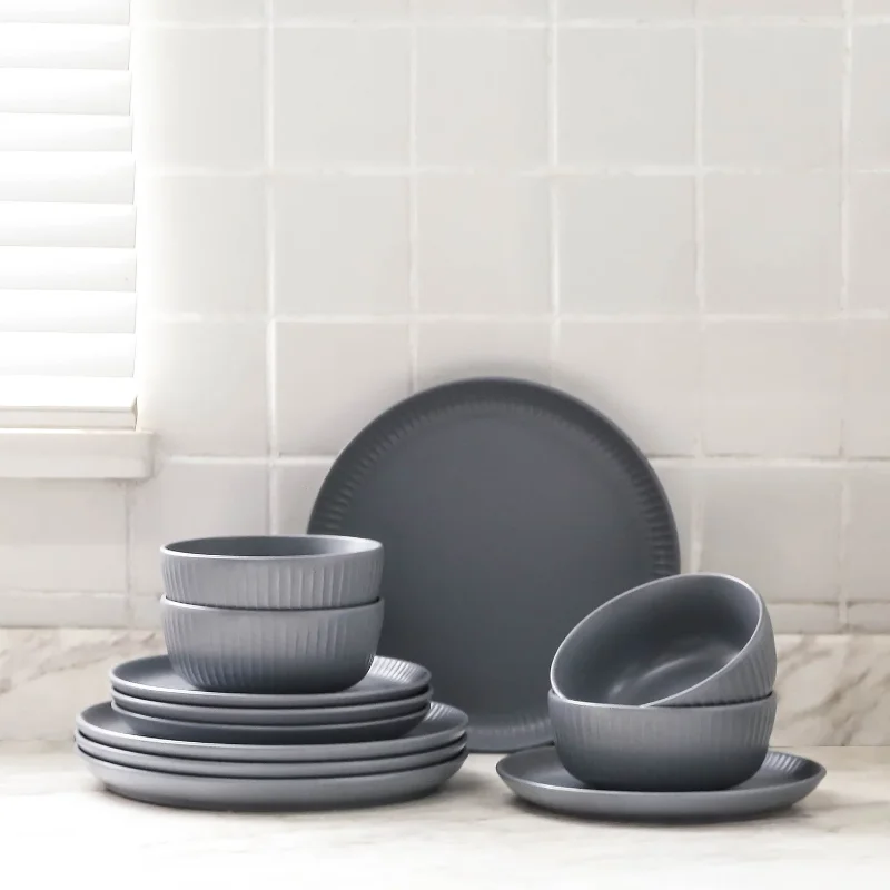 Stoneware 12-Piece Dinnerware Plates and Bowls Set Elegant for 4 Includes 10.6" Dinner Plates, 8.6" Salad Plates and 5.9" Bowls 
Stoneware 12-Piece Dinnerware Plates and Bowls Set Elegant for 4 Includes 10.6" Dinner Plates, 8.6" Salad Plates and 5.9" Bowls