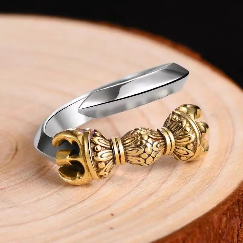 Trendy retro creative opening index finger ring for men's fashion personality with copper sword ring trend
Trendy retro creative opening index finger ring for men's fashion personality with copper sword ring trend
