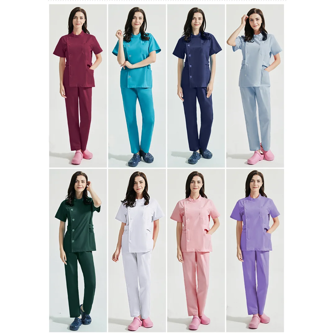 New Nurse Uniform Suit Two-piece Nursing Doctor Short Sleeve Top Pant Solid Woman Working Clothes Hospital Trouser Suits
New Nurse Uniform Suit Two-piece Nursing Doctor Short Sleeve Top Pant Solid Woman Working Clothes Hospital Trouser Suits