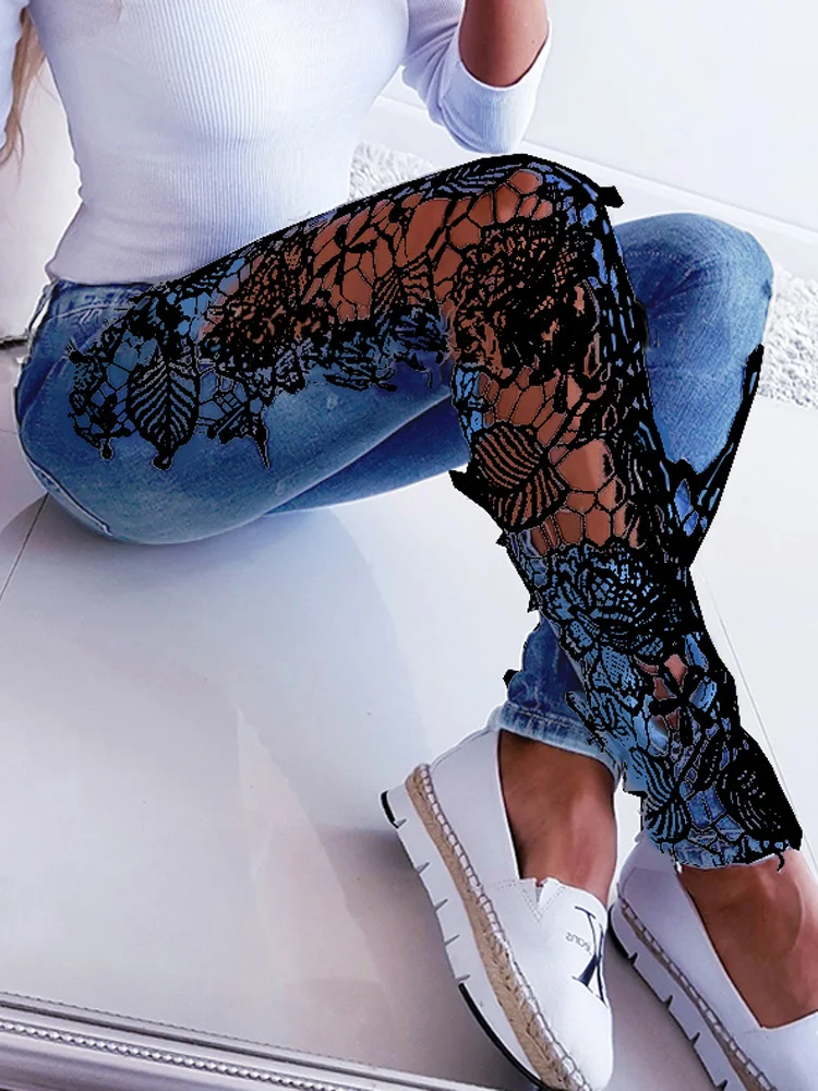 Lace Floral Crochet Hollow-Out Jeans Autumn Women Elegant Sexy Denim Pencil Skinny Jeans
Lace Floral Crochet Hollow-Out Jeans Autumn Women Elegant Sexy Denim Pencil Skinny Jeans