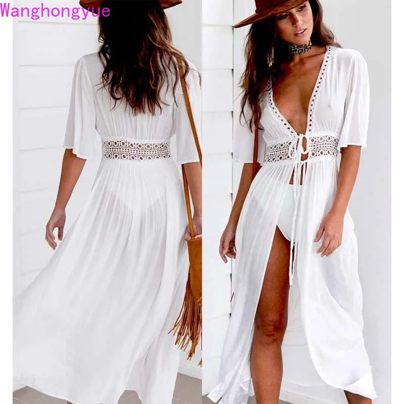 S-3XL Plus Size Women Beach Dress Solid Black White Lace Beachwear Sun Protection Clothes Knitted Swimsuits Women Beach Cover Up
S-3XL Plus Size Women Beach Dress Solid Black White Lace Beachwear Sun Protection Clothes Knitted Swimsuits Women Beach Cover Up
