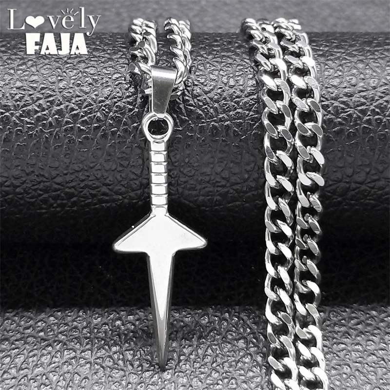 

Stainless Steel Sword Dagger Necklace for Women Men Hip Hop Punk Silver Color Pendant Necklaces Biker Jewelry Gift NBB50-1S03