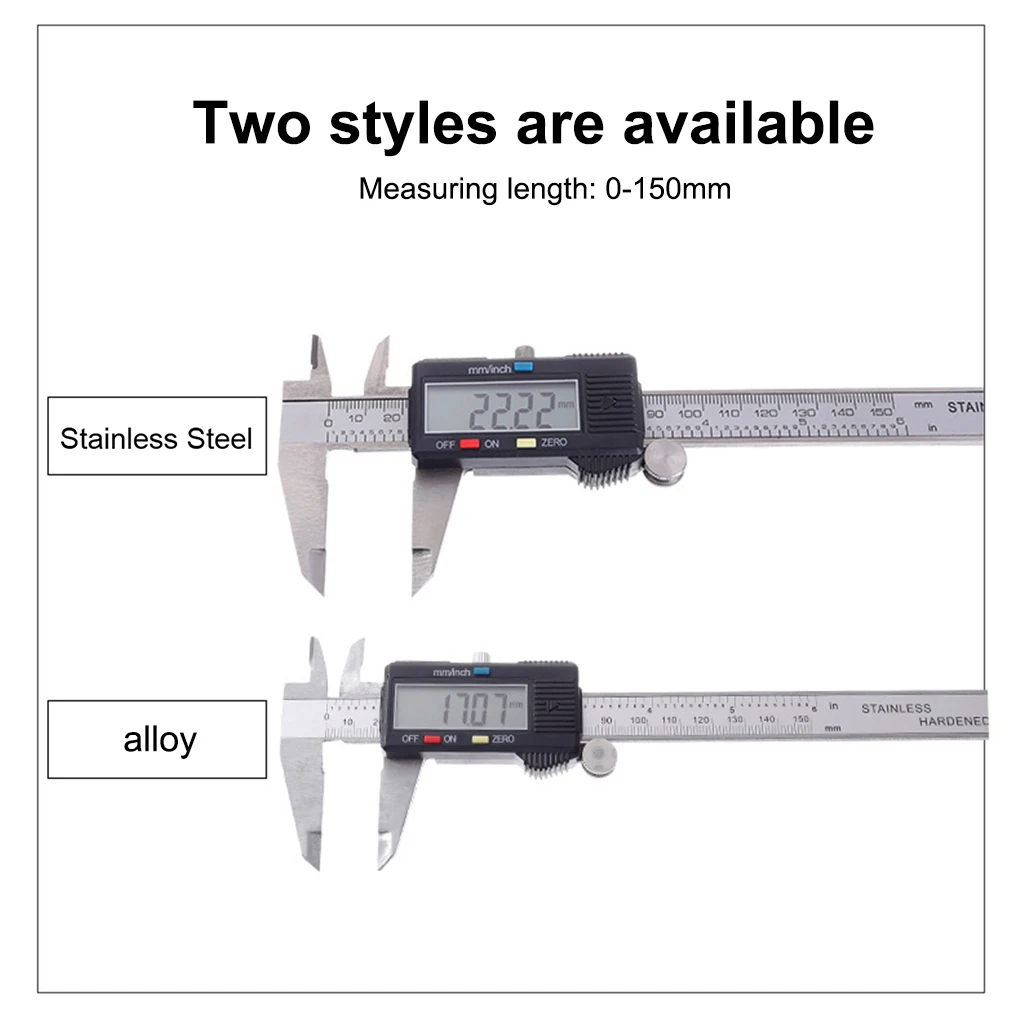New Digital Vernier Caliper 6 Inch 150mm Stainless Steel Electronic Metal Caliper Micrometer Depth Measuring Tools
New Digital Vernier Caliper 6 Inch 150mm Stainless Steel Electronic Metal Caliper Micrometer Depth Measuring Tools