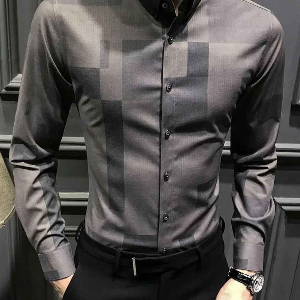 Korean Fashion Ice Silk Shirts for Men 2023 Spring Summer Contrast Color Long Sleeve Casual Comfortable Button Up Shirt R13
Korean Fashion Ice Silk Shirts for Men 2023 Spring Summer Contrast Color Long Sleeve Casual Comfortable Button Up Shirt R13