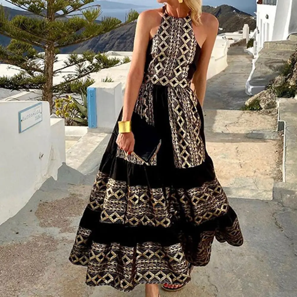 Hot!Women Dress Bohemian Women Sexy Backless Geometric Sexy Halter Neck Bohemia Style Backless Beach Dress Female Clothes
Hot!Women Dress Bohemian Women Sexy Backless Geometric Sexy Halter Neck Bohemia Style Backless Beach Dress Female Clothes