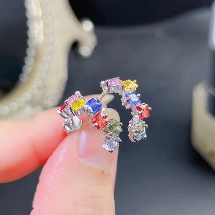 100% Natural Multi-color Sapphire Earrings for Party 14 Pieces 2.8mm Square Sapphire Silver Earrings Gift for Woman
100% Natural Multi-color Sapphire Earrings for Party 14 Pieces 2.8mm Square Sapphire Silver Earrings Gift for Woman