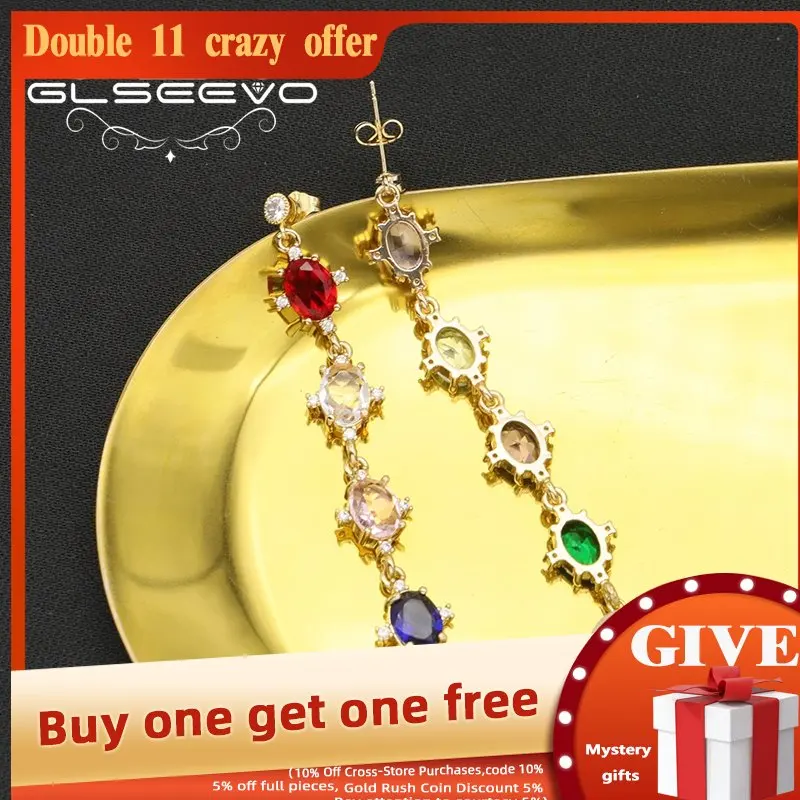 GLSEEVO Shining Colored Zircon Natural Freshwater Pearls Woman Pendant Earrings Luxury Fashion Fine Jewelry Wedding Gifts GE1202
GLSEEVO Shining Colored Zircon Natural Freshwater Pearls Woman Pendant Earrings Luxury Fashion Fine Jewelry Wedding Gifts GE1202