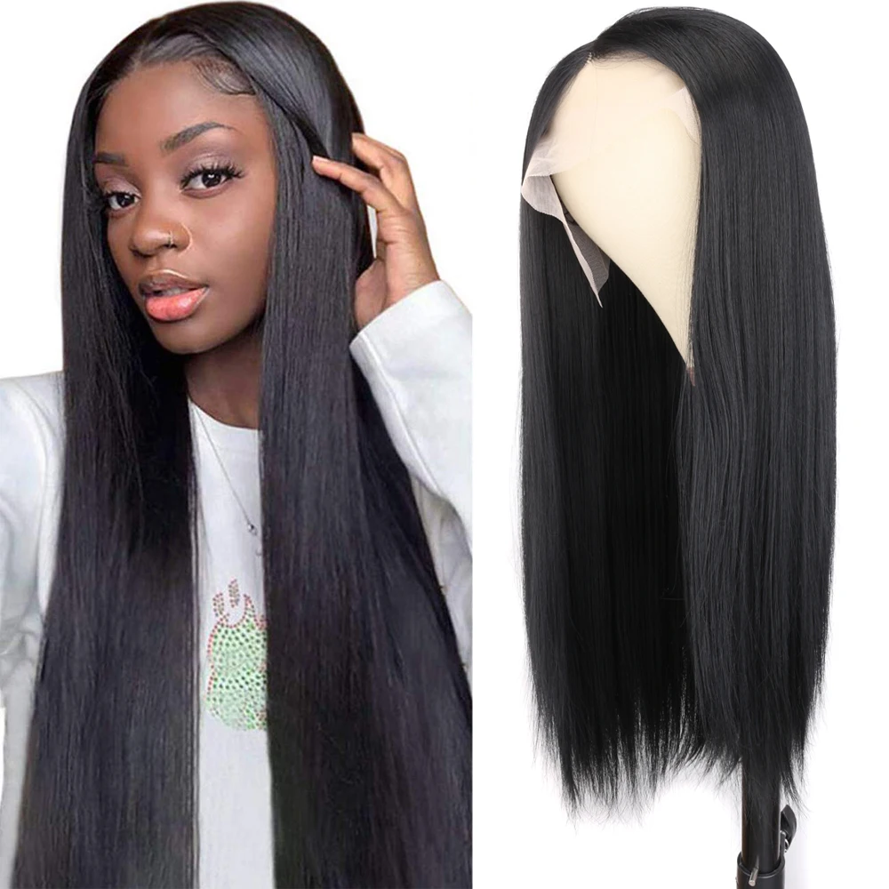 Straight Lace Front Wig Natural Black Color Synthetic Lace Front Wig Middle Part Hair Glueless Full Lace Wigs for Black Women
Straight Lace Front Wig Natural Black Color Synthetic Lace Front Wig Middle Part Hair Glueless Full Lace Wigs for Black Women