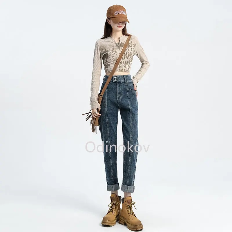 Stretch Show Lean High Waist High Bounce Loose Straight Tube Harlan Radish Y2K Jeans Woman Denim Pants 
Stretch Show Lean High Waist High Bounce Loose Straight Tube Harlan Radish Y2K Jeans Woman Denim Pants