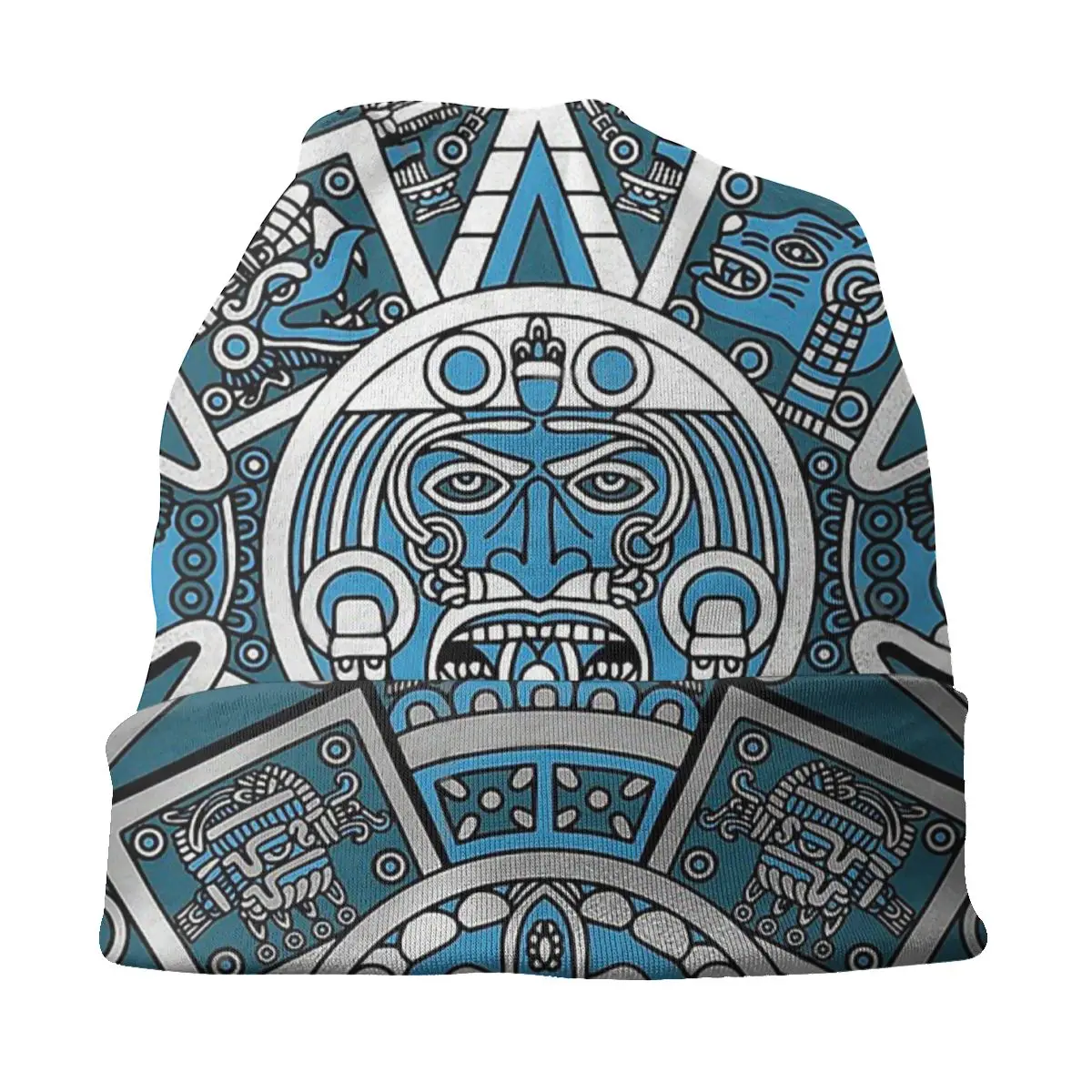 Серебряная теплая шапочка с календарем Mayan Aztec ветрозащитные повседневные