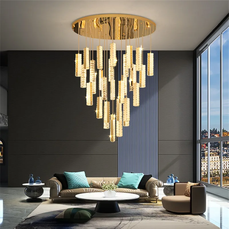 Stair lamp long chandelier light luxury crystal chandelier stairwell duplex building atmospheric villa living room lamps
Stair lamp long chandelier light luxury crystal chandelier stairwell duplex building atmospheric villa living room lamps