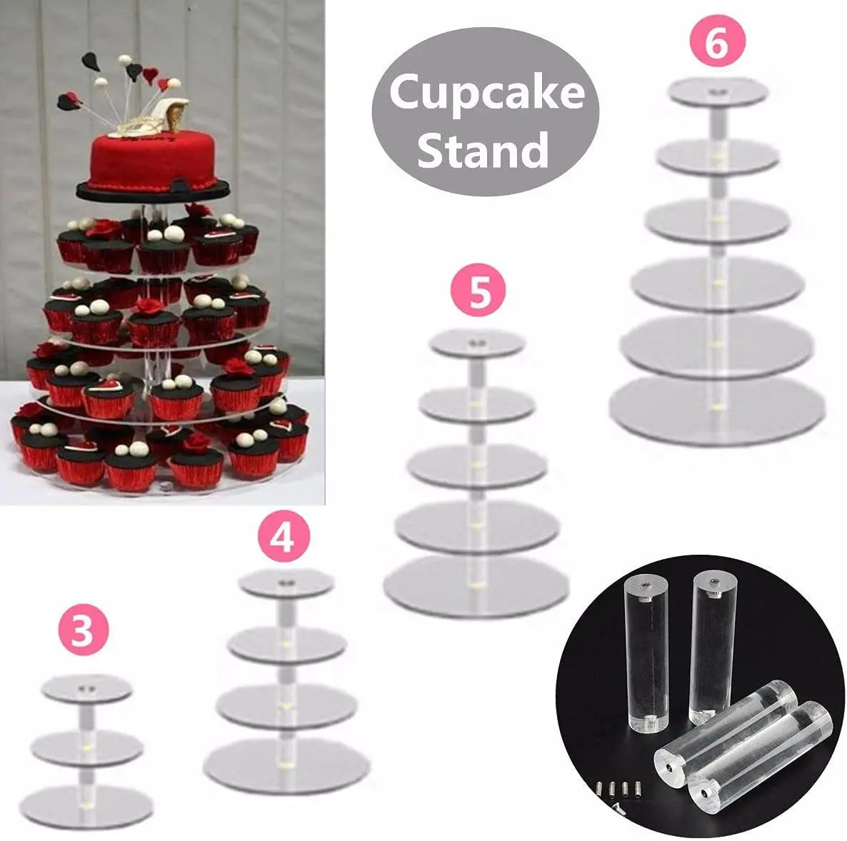 3/4/5/6 Tier Acrylic Cupcake Stand Cupcake Tower, Round Cupcake Dessert Holder , Pastry Display Tree for Party, Wedding, Banquet
3/4/5/6 Tier Acrylic Cupcake Stand Cupcake Tower, Round Cupcake Dessert Holder , Pastry Display Tree for Party, Wedding, Banquet