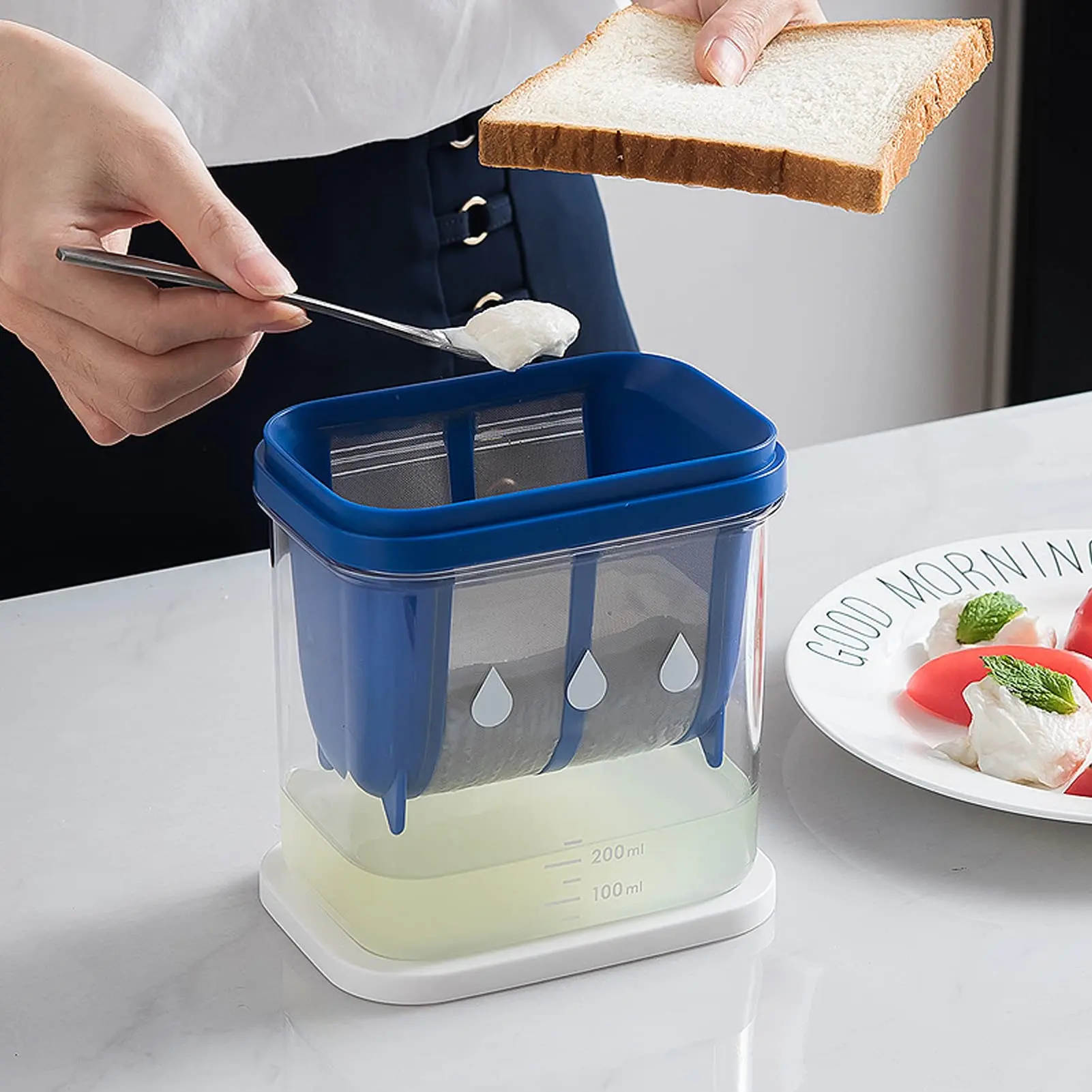 Ситечко для приготовления йогурта, нержавеющая сталь, домашнее, сыворотка, сыр, Влагоотделитель, фильтр с ультратонкой сеткой, кухонный инструмент
Ситечко для приготовления йогурта, нержавеющая сталь, домашнее, сыворотка, сыр, Влагоотделитель, фильтр с ультратонкой сеткой, кухонный инструмент