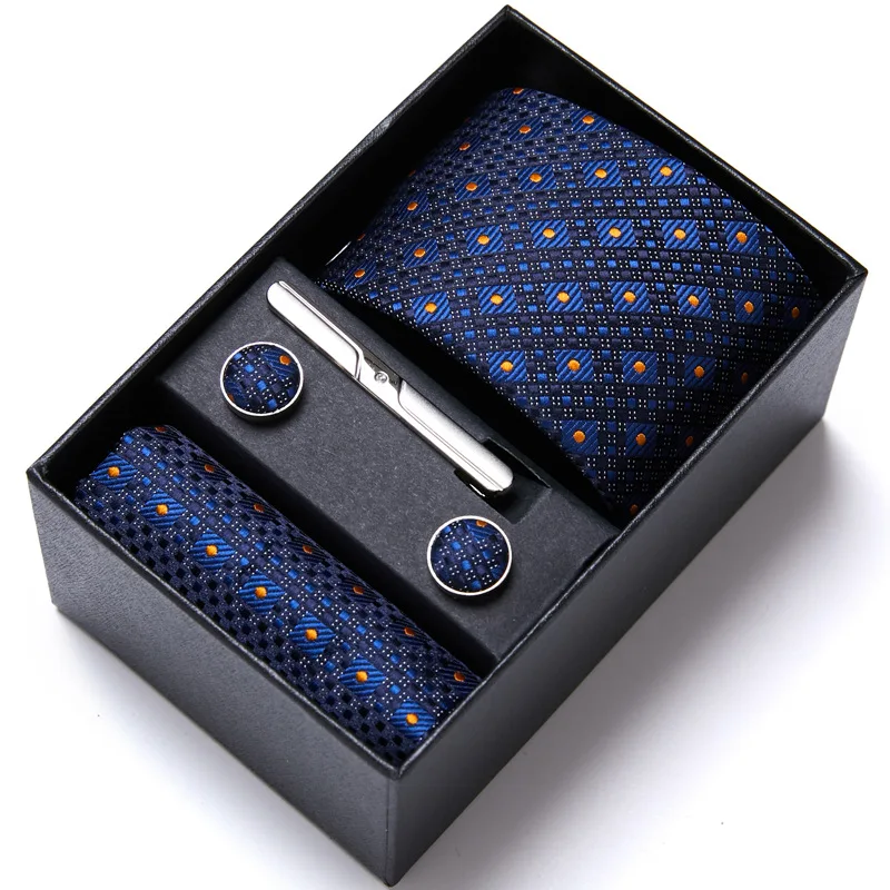 Tie Set Men Silk Necktie Wedding Cufflinks Box Tie Clip Pocket Square Silk Necktie Luxury Business Men Gift Wholesale Gravatas
Tie Set Men Silk Necktie Wedding Cufflinks Box Tie Clip Pocket Square Silk Necktie Luxury Business Men Gift Wholesale Gravatas