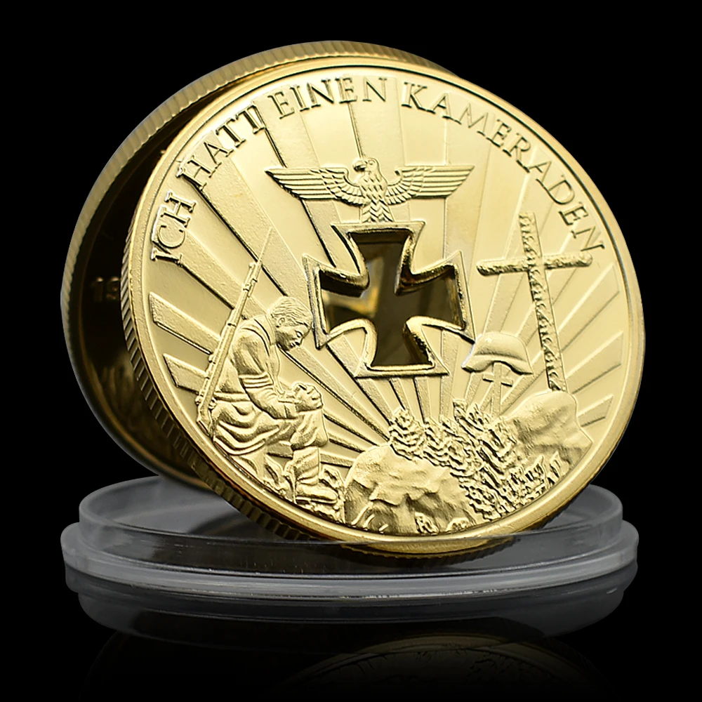 WWI-WWII Germany Cross Gold Coin ICH Hatt Einen Kameraden Hollow Challenge Coin Commemorative Medal In Capsule
WWI-WWII Germany Cross Gold Coin ICH Hatt Einen Kameraden Hollow Challenge Coin Commemorative Medal In Capsule