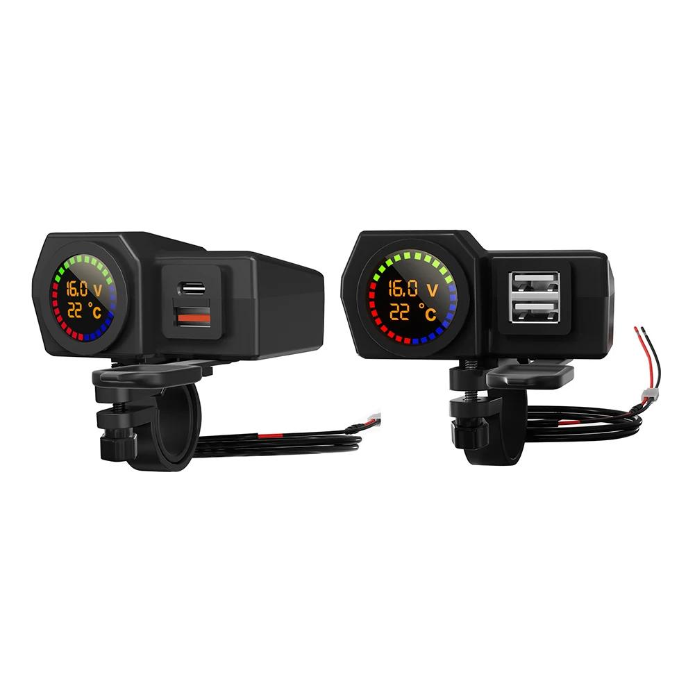 USB Motorcycle Charger with Voltmeter Thermometer Dual Port Motorbike Handlebar Power Supply Adapter for Mobile Phone
USB Motorcycle Charger with Voltmeter Thermometer Dual Port Motorbike Handlebar Power Supply Adapter for Mobile Phone
