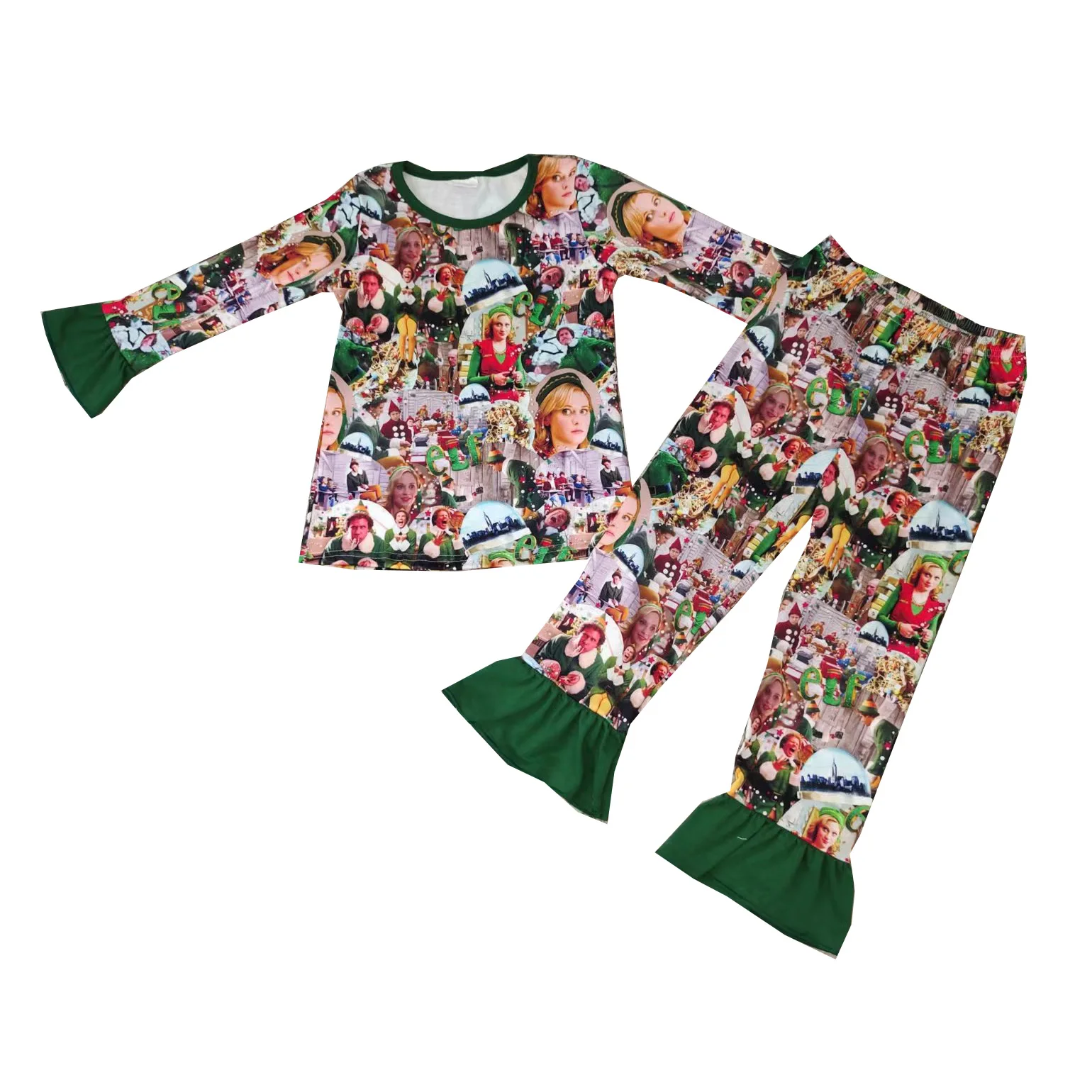 Бутиковая семейная Рождественская одежда, детская одежда для сна с зеленым призраком, пижамный комплект для маленьких мальчиков и девочек 
Бутиковая семейная Рождественская одежда, детская одежда для сна с зеленым призраком, пижамный комплект для маленьких мальчиков и девочек