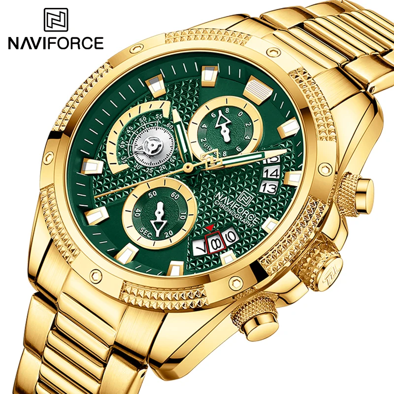 NAVIFORCE 2022 новые часы для мужчин роскошные золотые модные кварцевые аналоговый