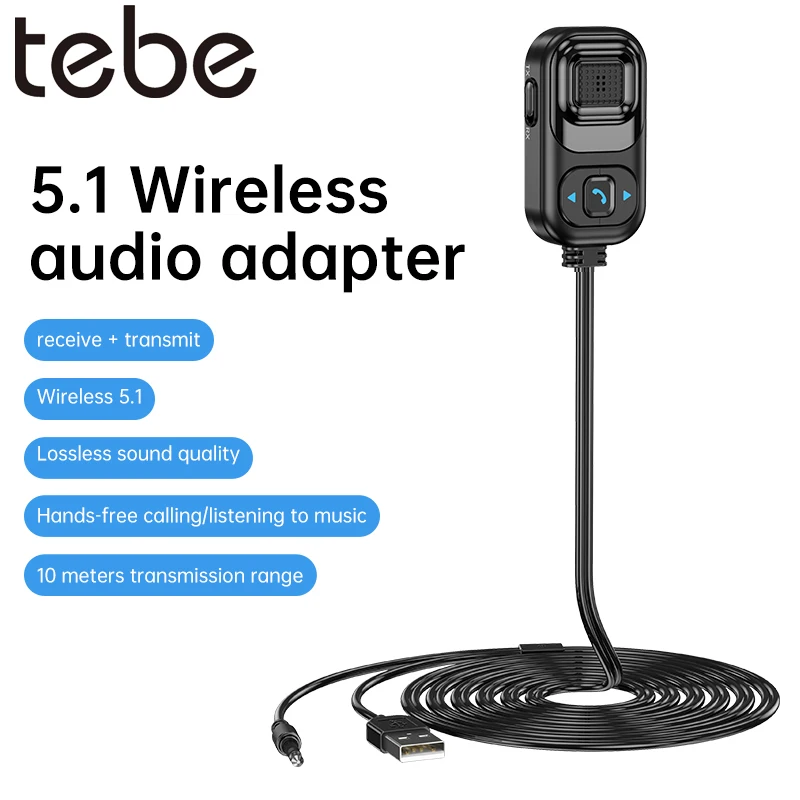 Tebe USB Bluetooth 5.1 Receiver Audio Adapter 3.5mm Aux Wireless Stereo Music Transmitter For Car TV Speaker 
Tebe USB Bluetooth 5.1 Receiver Audio Adapter 3.5mm Aux Wireless Stereo Music Transmitter For Car TV Speaker