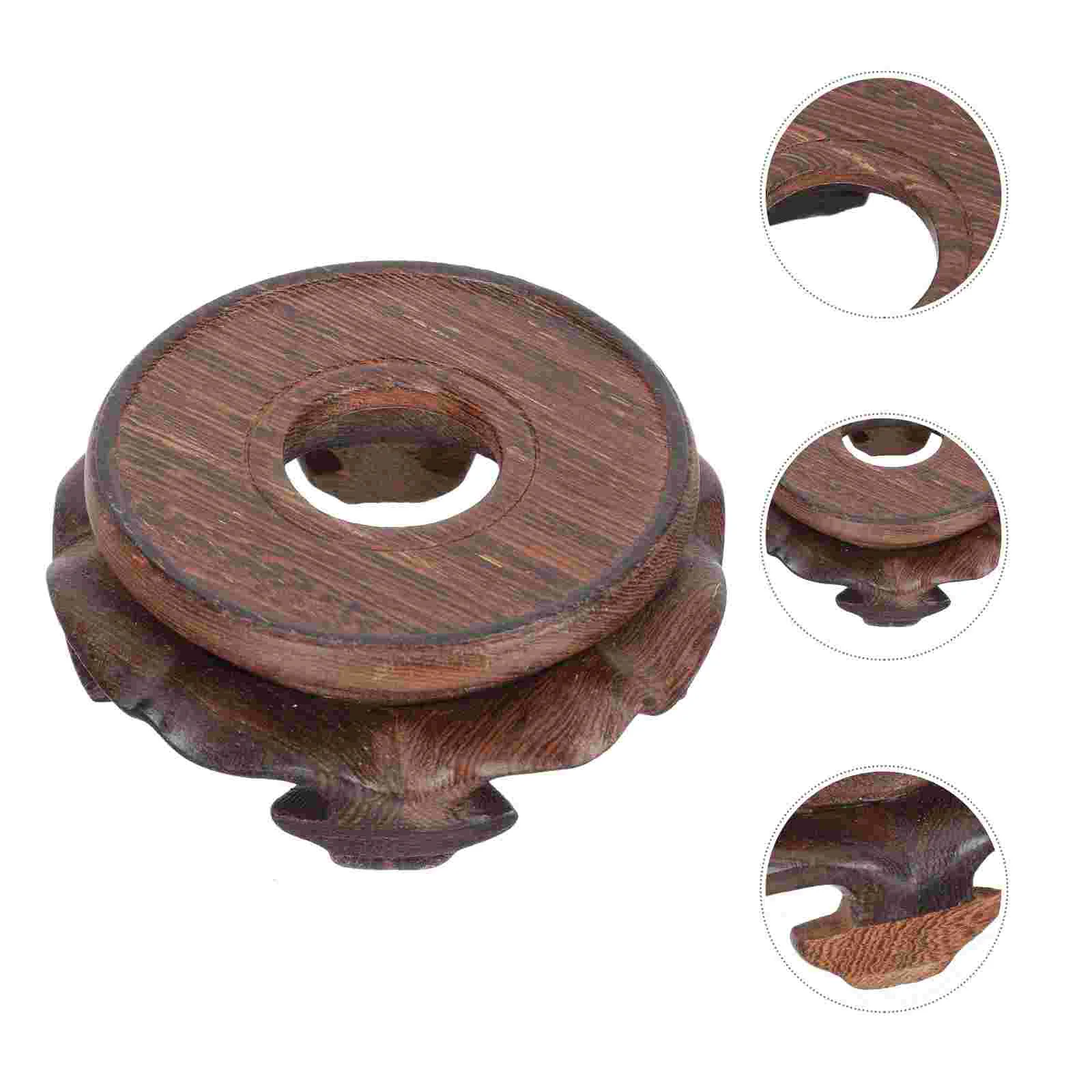 

Round Hollow Base Scene Adornment Flowerpot Embellishments Versatile Wooden Vase Holder Crafts Stand