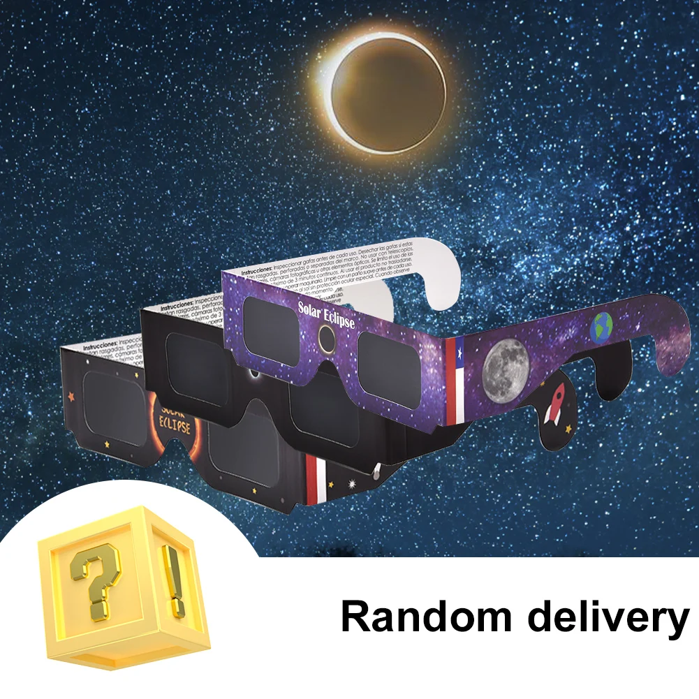 1-5pcs Paper Solar Eclipse Glasses Random Color Anti-uv Viewing Glasses Safe Shades Observation Solar Glasses Great for Kids
1-5pcs Paper Solar Eclipse Glasses Random Color Anti-uv Viewing Glasses Safe Shades Observation Solar Glasses Great for Kids