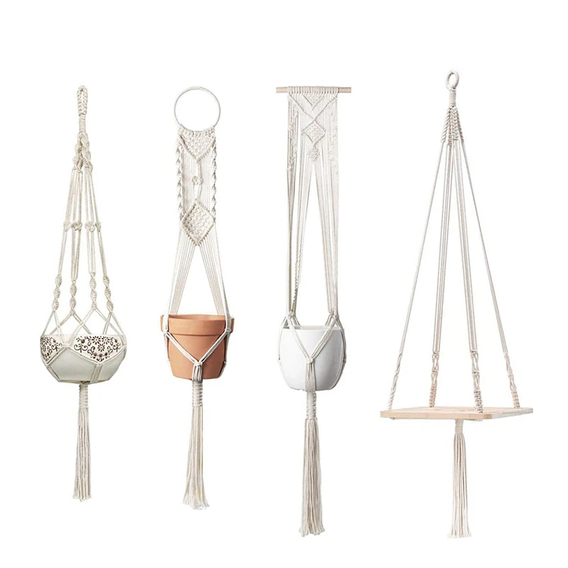Macrame Plant Hangers Hanging Plant Shelf Indoor Wall Planter Decorative Flower Pot Holder Boho Home Decor, Set Of 4
Macrame Plant Hangers Hanging Plant Shelf Indoor Wall Planter Decorative Flower Pot Holder Boho Home Decor, Set Of 4