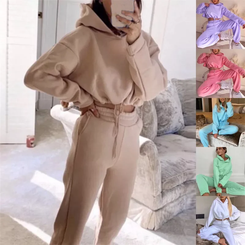 Women's Tracksuit Drawstring Crop Top Hoodies Oversized Sportwear Sets High Waist Hooded Pullover Joggers Pant Two Piece Set
Women's Tracksuit Drawstring Crop Top Hoodies Oversized Sportwear Sets High Waist Hooded Pullover Joggers Pant Two Piece Set