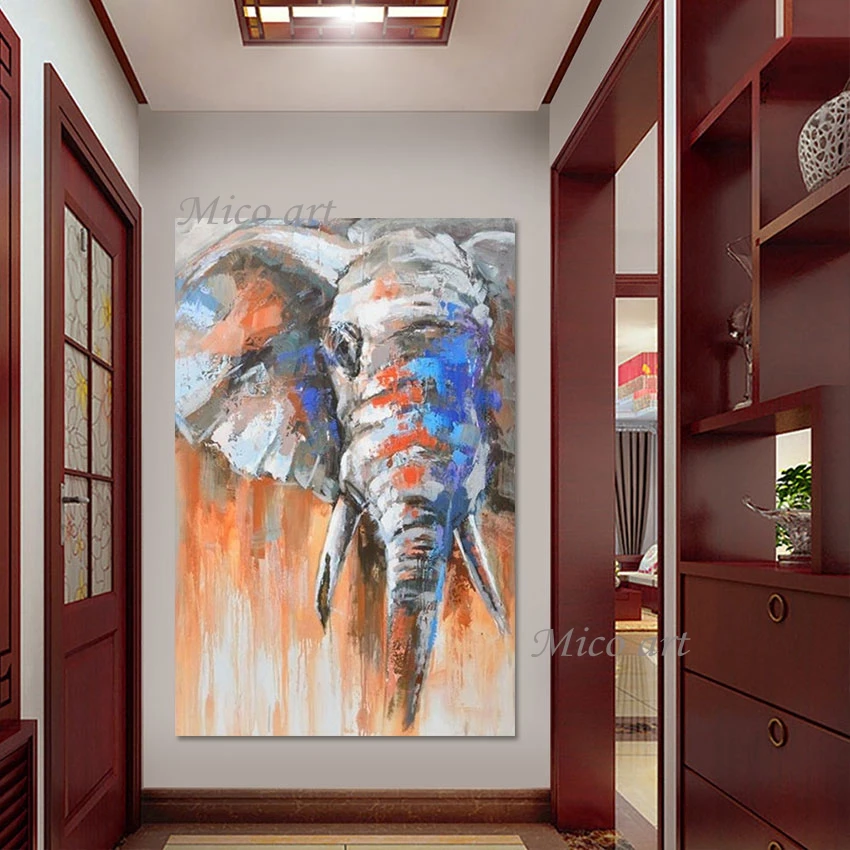 

Elephant Oil Painting Abstract Artwork Animal Modern Art Painting Examples Showpieces Large Size Canvas Picture Unframed Wall