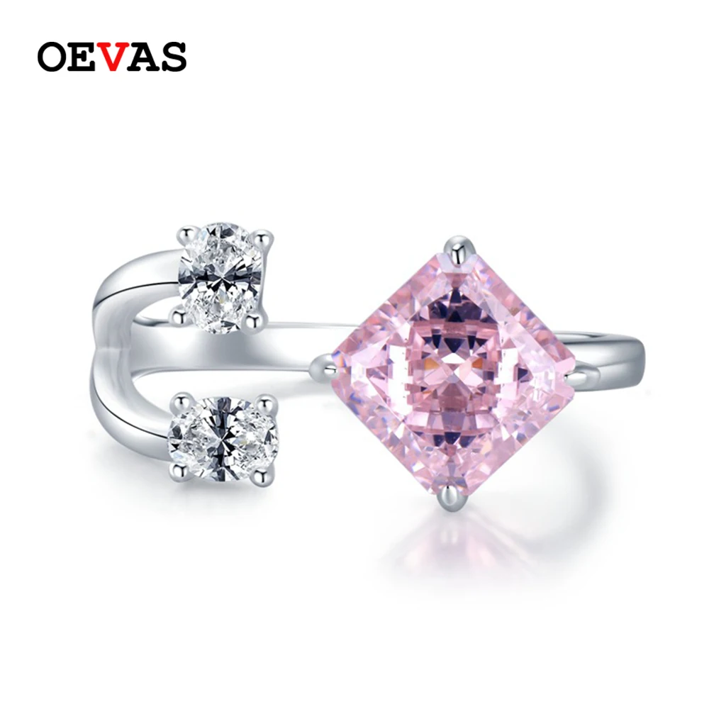 OEVAS 100% 925 Sterling Silver 7*7 Radiant Pink Open Rings High Carbon Diamond Rings For Women Sparkling Wedding Fine Jewelry
OEVAS 100% 925 Sterling Silver 7*7 Radiant Pink Open Rings High Carbon Diamond Rings For Women Sparkling Wedding Fine Jewelry
