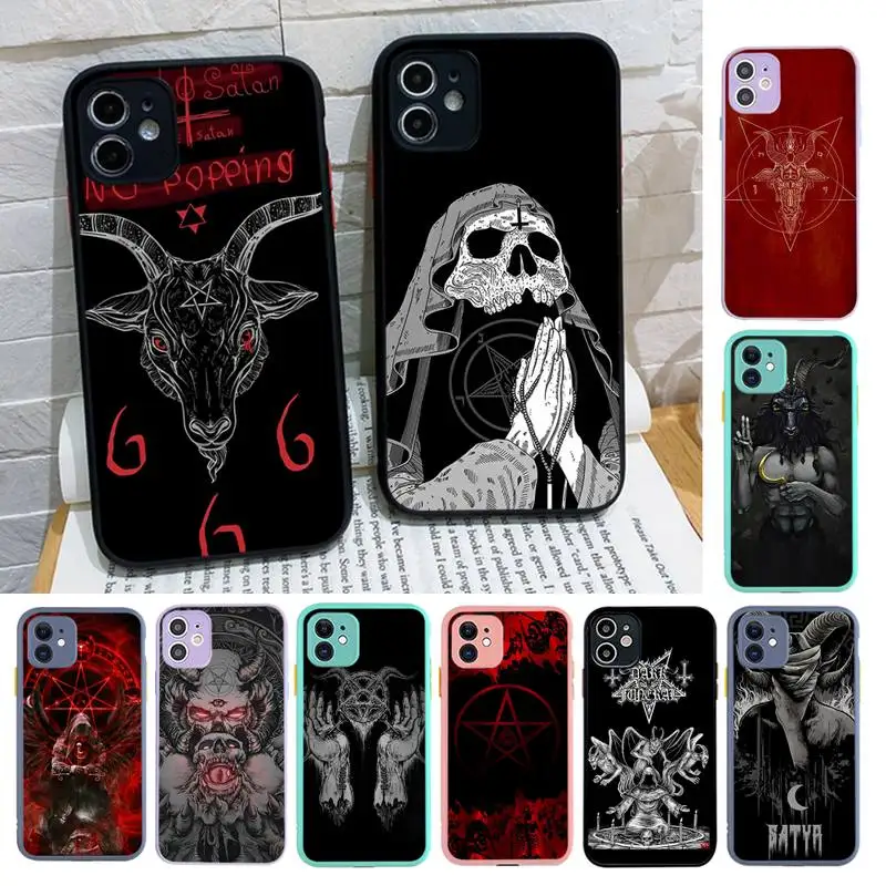 

Devil Satan Phone Case for iPhone X XR XS 7 8 Plus 11 12 13 pro MAX 13mini Translucent Matte Case