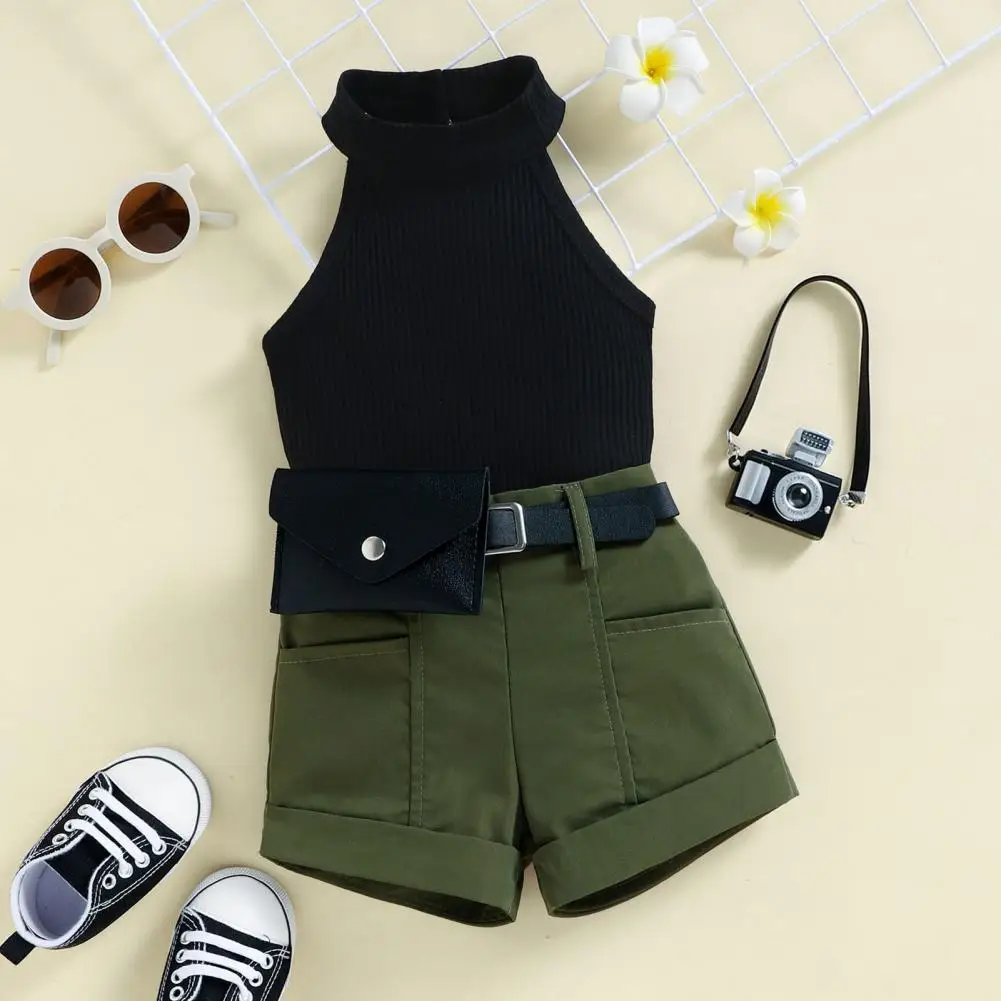 Toddler Kids Baby Girls 3PCS Summer Outfits, Sleeveless Halter Tops + Shorts + Waist Bag Set
Toddler Kids Baby Girls 3PCS Summer Outfits, Sleeveless Halter Tops + Shorts + Waist Bag Set