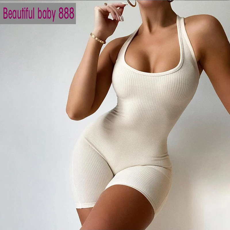 meqeiss Basic Striped Halter Rib Knit Playsuit Women Casual Backless Streetwear Rompers 2021 Sporty Workout Elastic Biker Short
meqeiss Basic Striped Halter Rib Knit Playsuit Women Casual Backless Streetwear Rompers 2021 Sporty Workout Elastic Biker Short