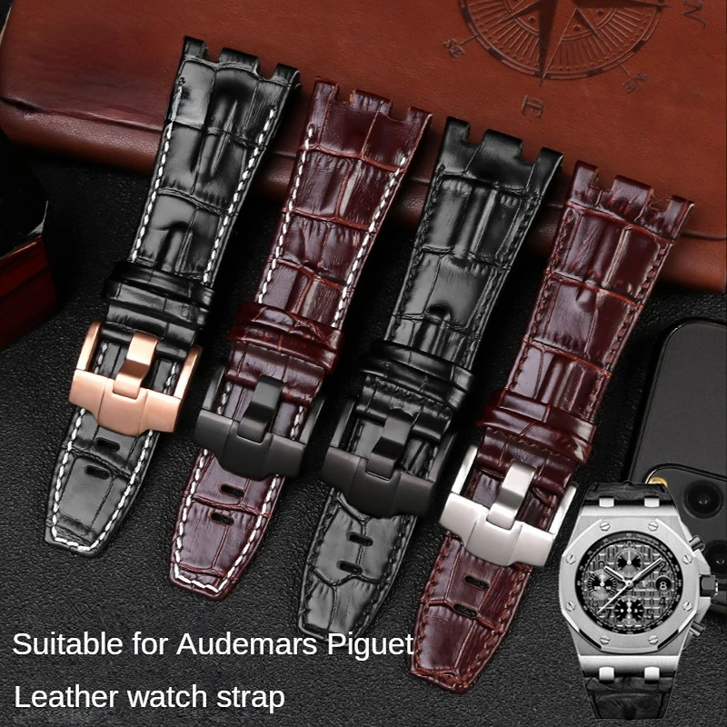 

For Aibiap Royal Oak Offshore Strap Jf15710/15703/26405 Waterproof Sweat-Proof Genuine Leather Watch Band 28mm Wristband